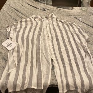 Oversized layering shirt, grey/black stripes.   Never worn.